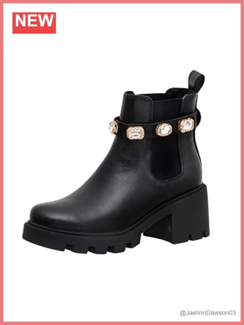 Vegan Leather Chelsea Boot with Jeweled Strap Memory Foam
